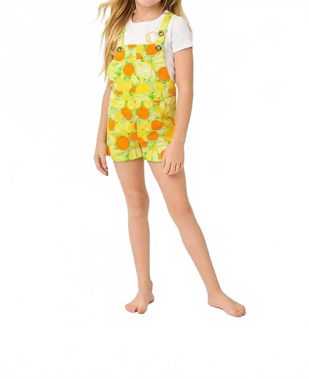 NEW LILLY PULITZER girl's daley overalls in island palm zesty